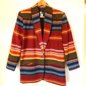 M Vintage 90's Boho Striped Blanket Jacket Blazer